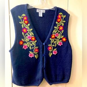 Crystal -Kobe Ramie Cotton Embroidered Knit Vest/Size M